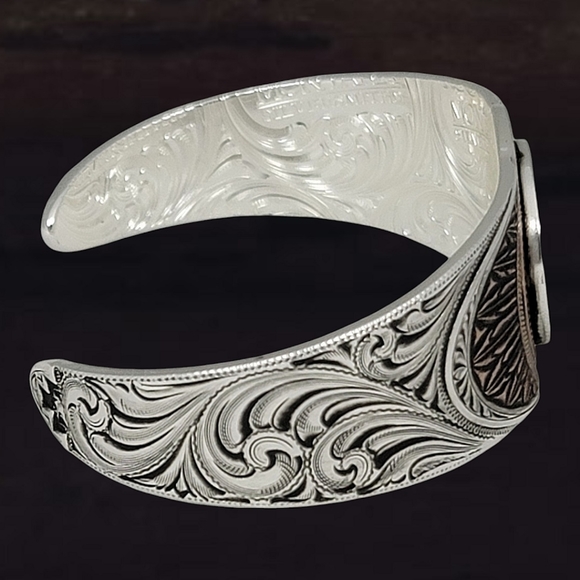 Montana Silversmiths Fine Silver & 24K Gold Prarie Dancers Buffalo Bracelet New! - Picture 2 of 11